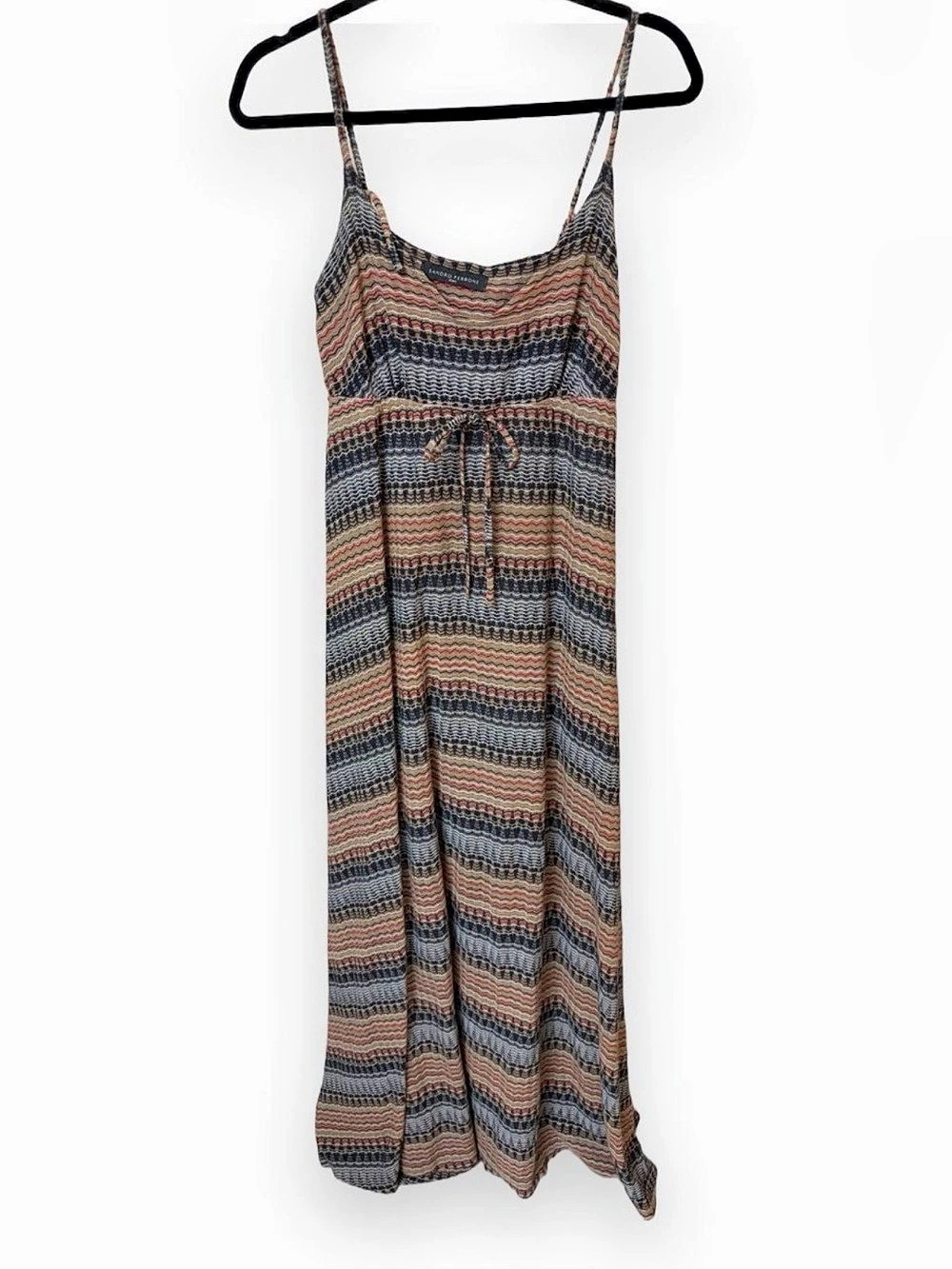 Sandro Ferrone Maxi Striped Dress in Black & Brown Size Small